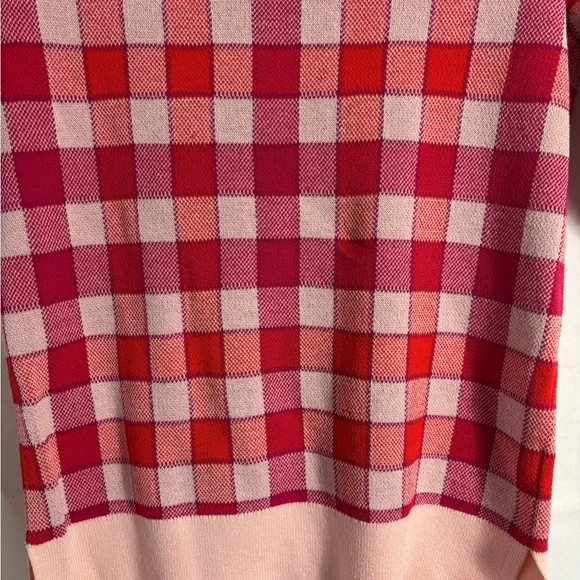 Ann Taylor Pink Red Purple Plaid Short Sleeve Sweater Top - Picture 5 of 14
